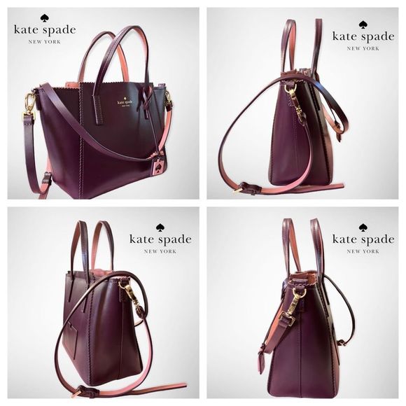 New Kate Spade Turner Road Small Loryn Satchel Crossbody Deep Plum & Pink $348 - Picture 5 of 16